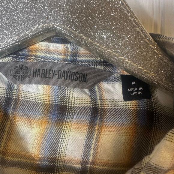 Harley Davidson Flannel Shirt Harley Vibes and Rose - Picture 4 of 7